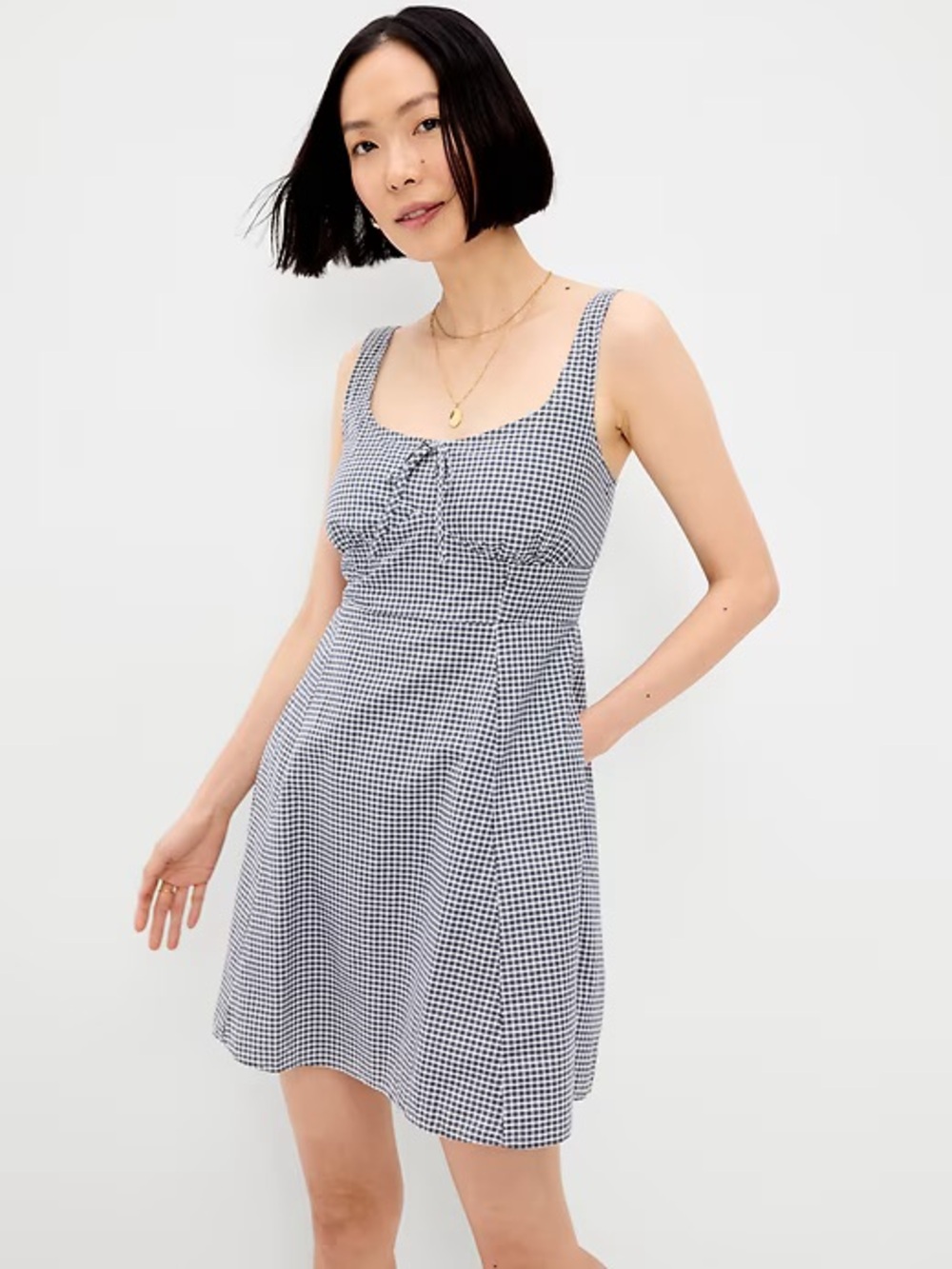 NWT Old Navy Gingham Linen Blend Fit & Flare Dress XXL Tall
